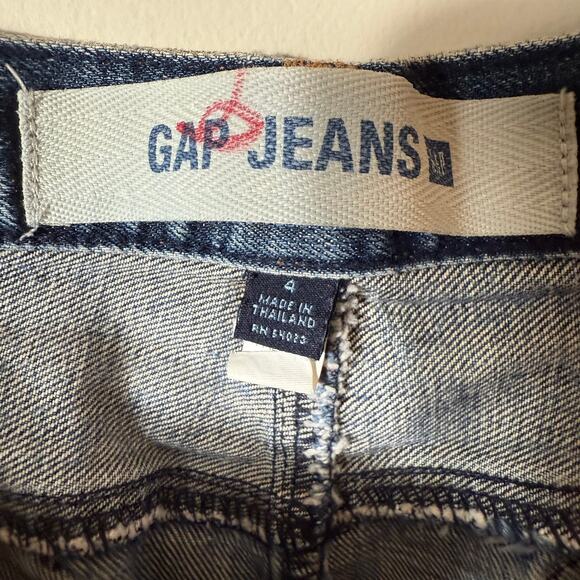 Genuine Y2K Gap Denim Midi Skirt Flap Pockets SZ 4 Med Wash Stretch - Picture 3 of 9